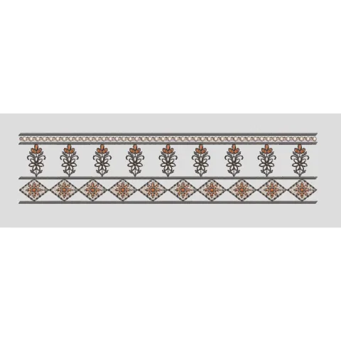 Floral Lattice and Beaded Band Border Embroidery Design