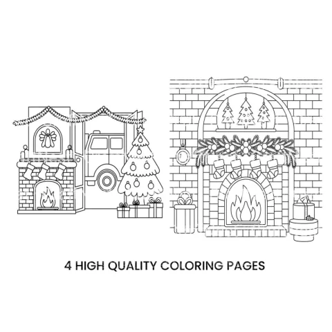 Cozy Christmas Fireplace Coloring Books