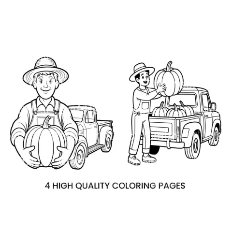 Farmer Loading Pumpkins Coloring Books