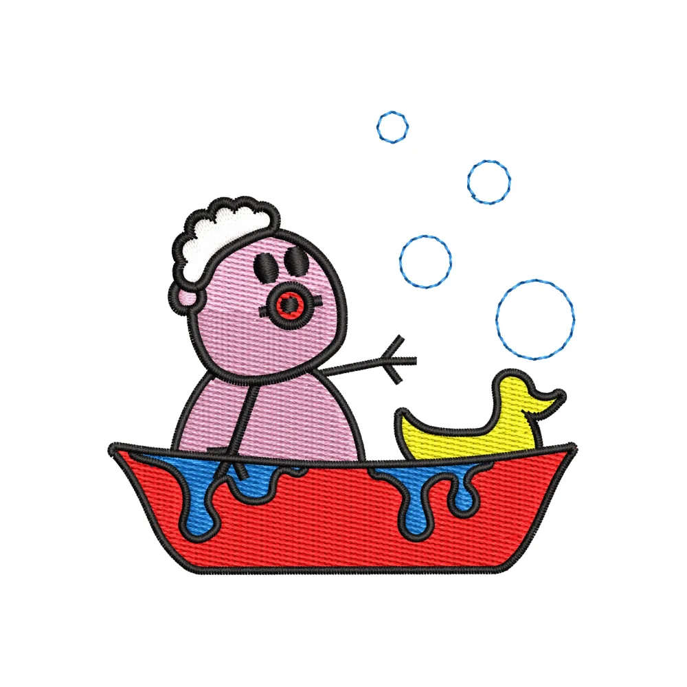 Man Boat Embroidery Design