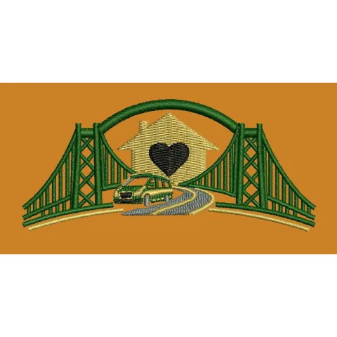 Stylized Bridge Embroidery Design