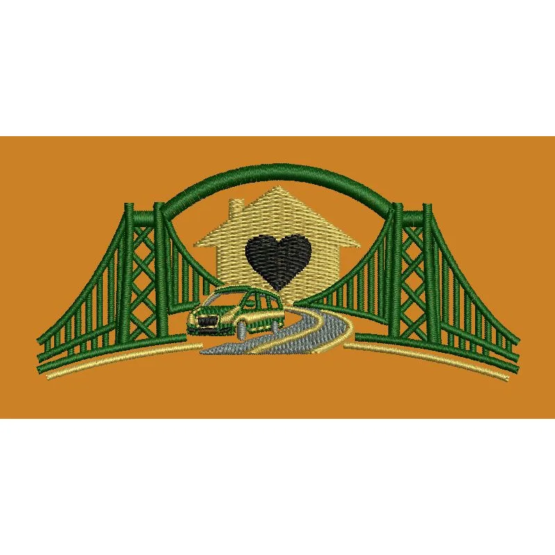 Stylized Bridge Embroidery Design