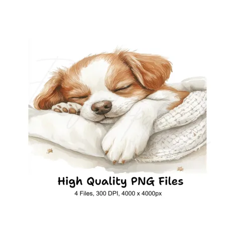 Cute Sleeping Puppies Clipart Bundle