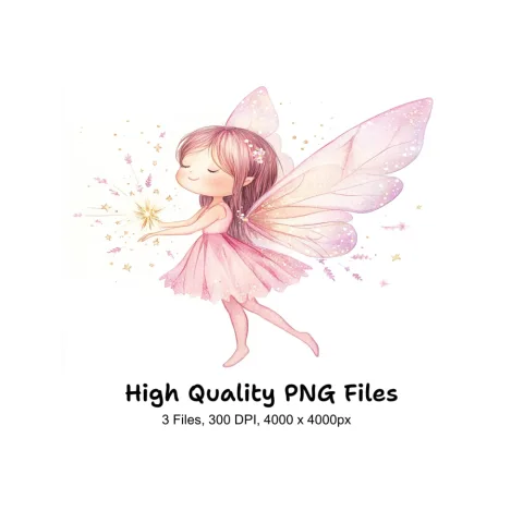 Pink and Gold Fairy Clipart Bundle