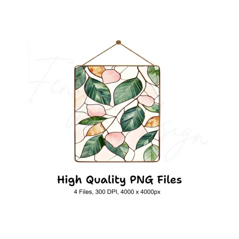 Stained Glass Botanical Clipart Bundle