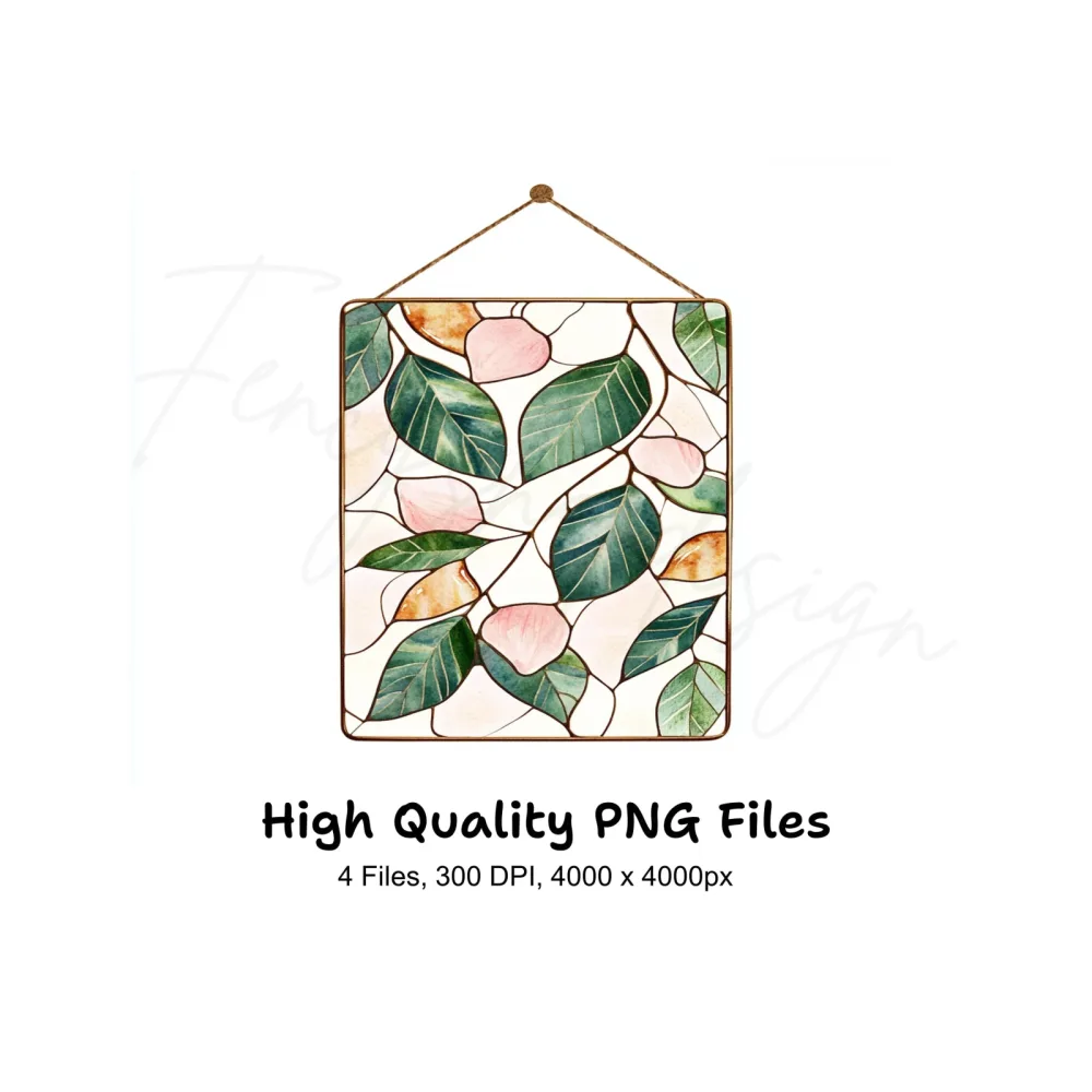 Stained Glass Botanical Clipart Bundle