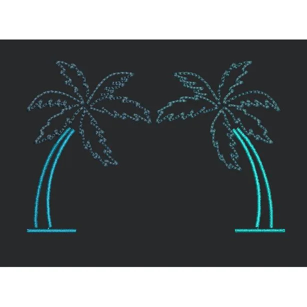 Palm Trees in Blue Embroidery Design