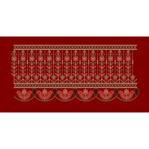 Vertical Floral Stalk Palisade Panel Embroidery Design