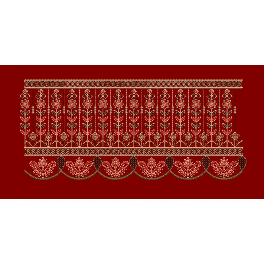 Vertical Floral Stalk Palisade Panel Embroidery Design