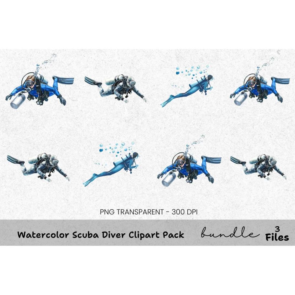 Scuba Diver Clipart Bundle