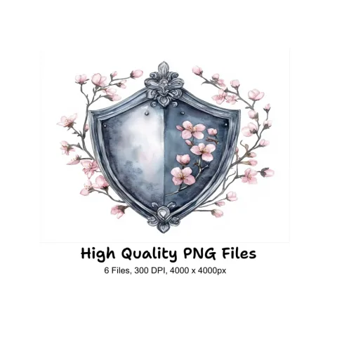 Decorative Floral Shields Clipart Bundle