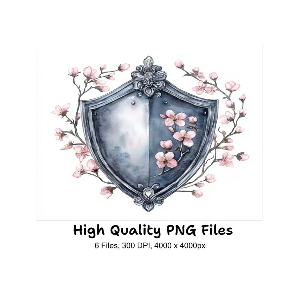 Decorative Floral Shields Clipart Bundle