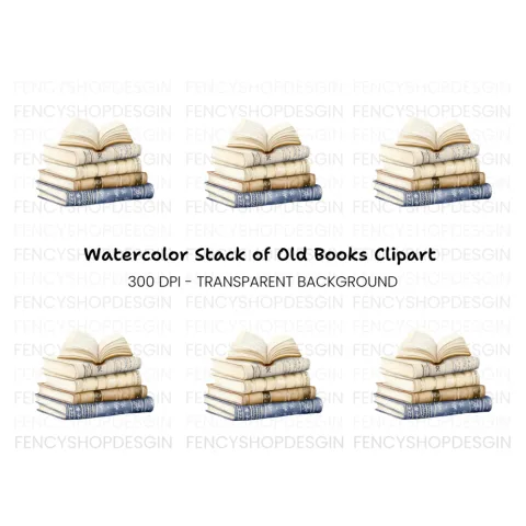 Vintage Books Clipart Bundle