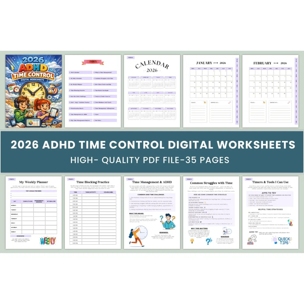 ADHD Time Control Worksheets Book