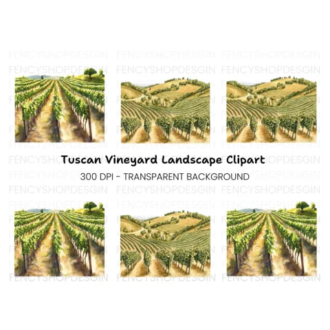 Vineyard Landscape Clipart Bundle