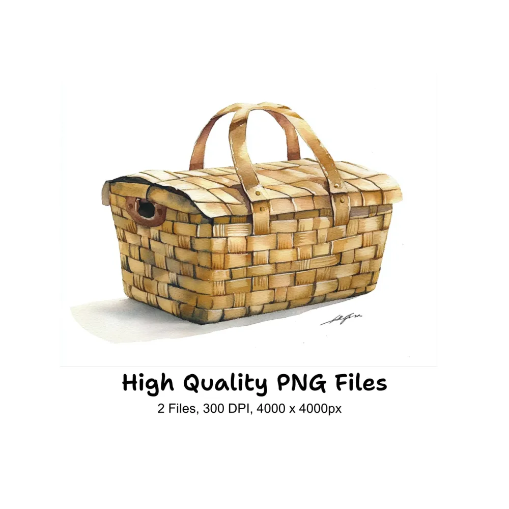 Woven Basket Illustration Clipart Bundle