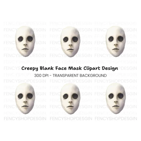 Eerie White Mask Clipart Bundle
