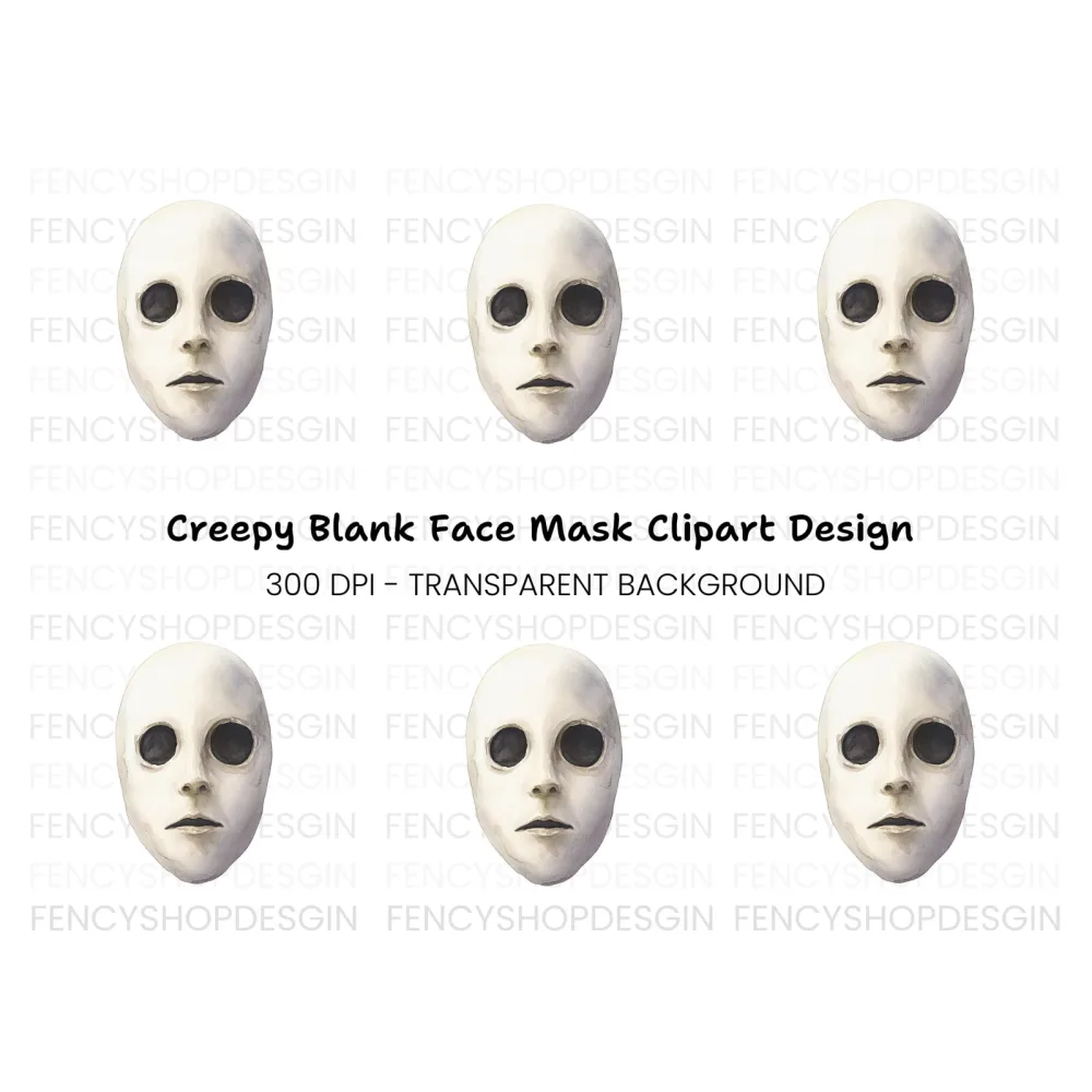 Eerie White Mask Clipart Bundle