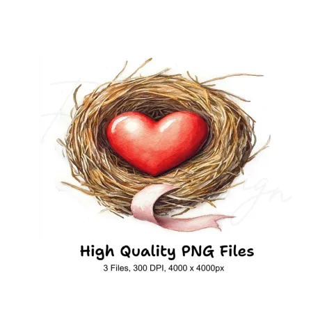Heart in Nest Clipart Bundle