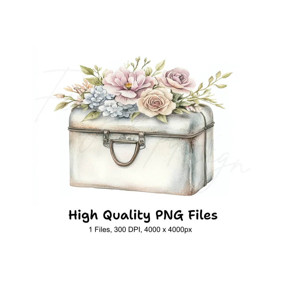 Shabby Chic Flower Box Clipart Bundle