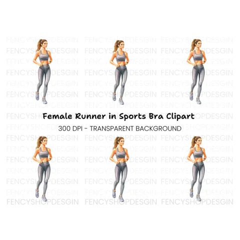 Female Runner Athletic Woman Clipart Bundle