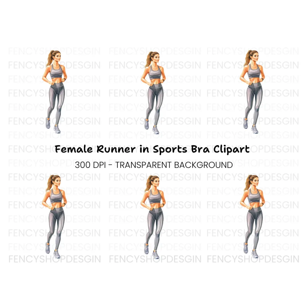 Female Runner Athletic Woman Clipart Bundle