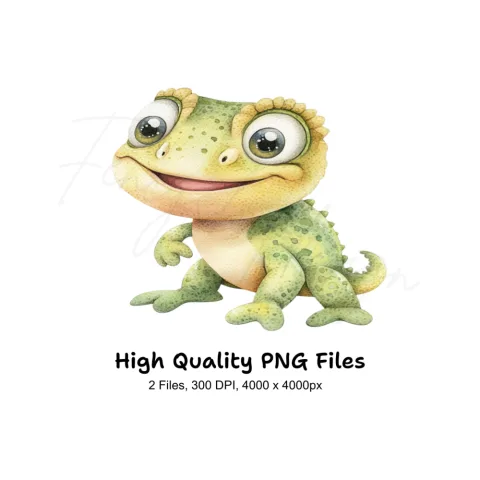 Charming Baby Chameleon Clipart Bundle