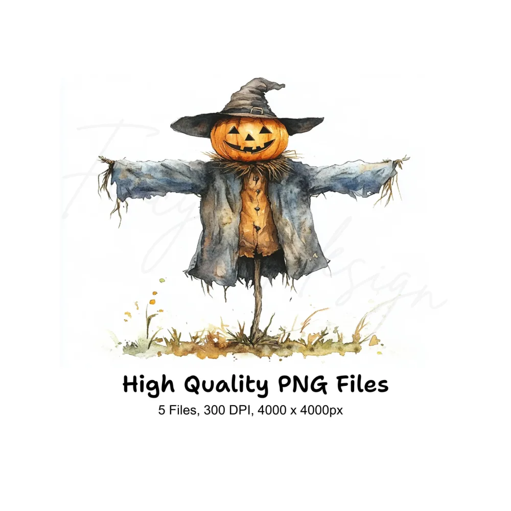 Cute Scarecrow Halloween Clipart Bundle