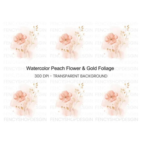 Floral Gold Clipart Bundle
