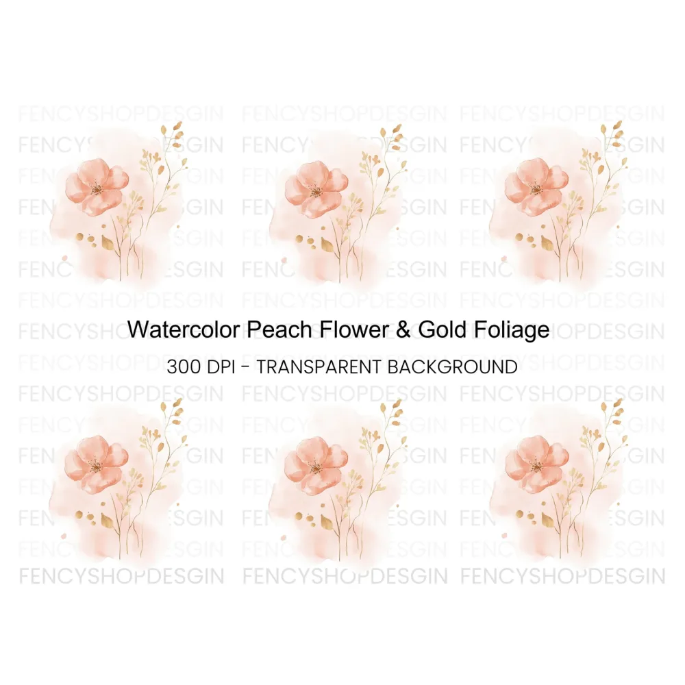Floral Gold Clipart Bundle