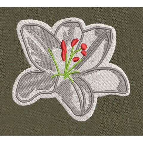 Silver Lily Bloom Embroidery Design