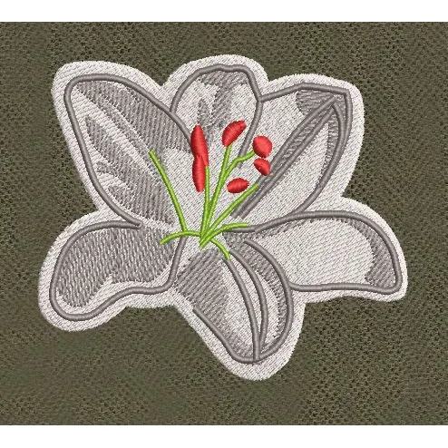 Silver Lily Bloom Embroidery Design