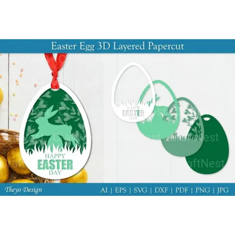 Easter Egg Layered Papercut SVG Bundle