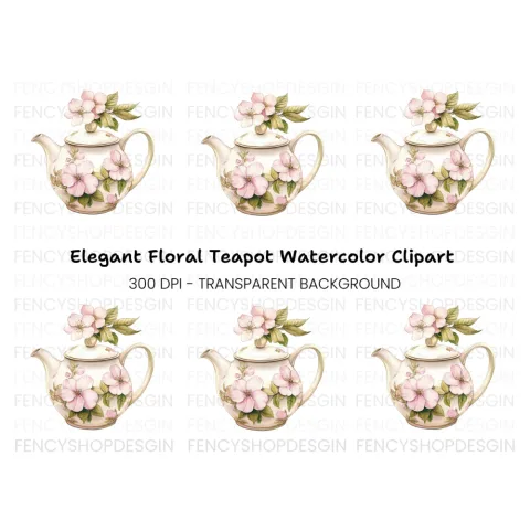 Floral Teapot Clipart Bundle