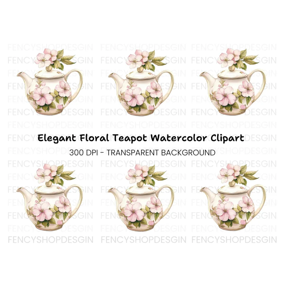 Floral Teapot Clipart Bundle