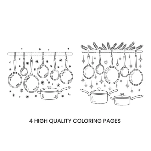 Christmas Kitchen Pots Coloring Books
