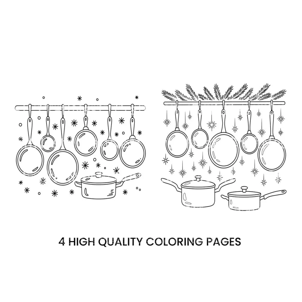 Christmas Kitchen Pots Coloring Books