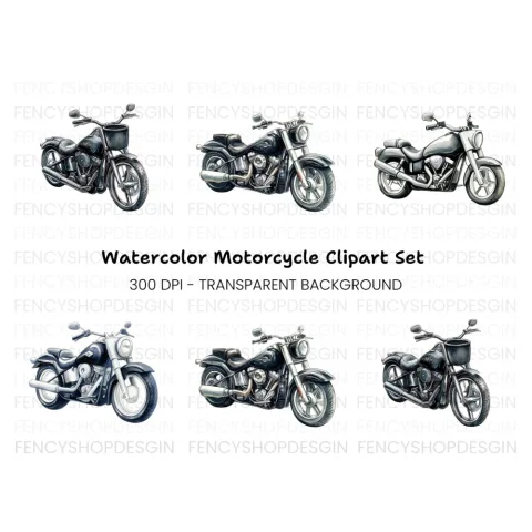 Classic Motorcycle Clipart Bundle