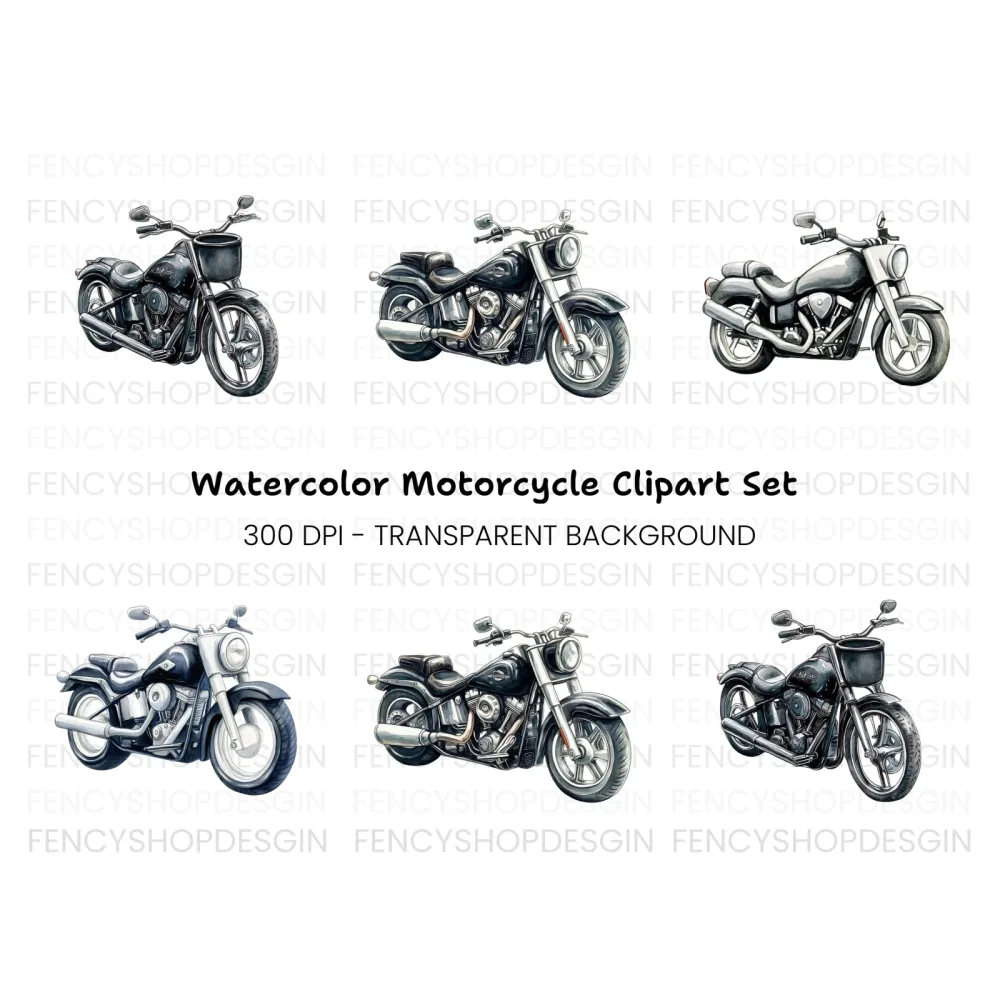 Classic Motorcycle Clipart Bundle
