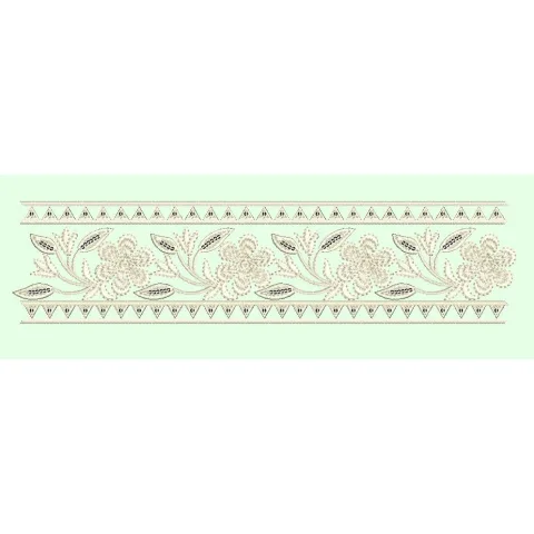 Triangular Geometric Floral Vine Border Embroidery Design