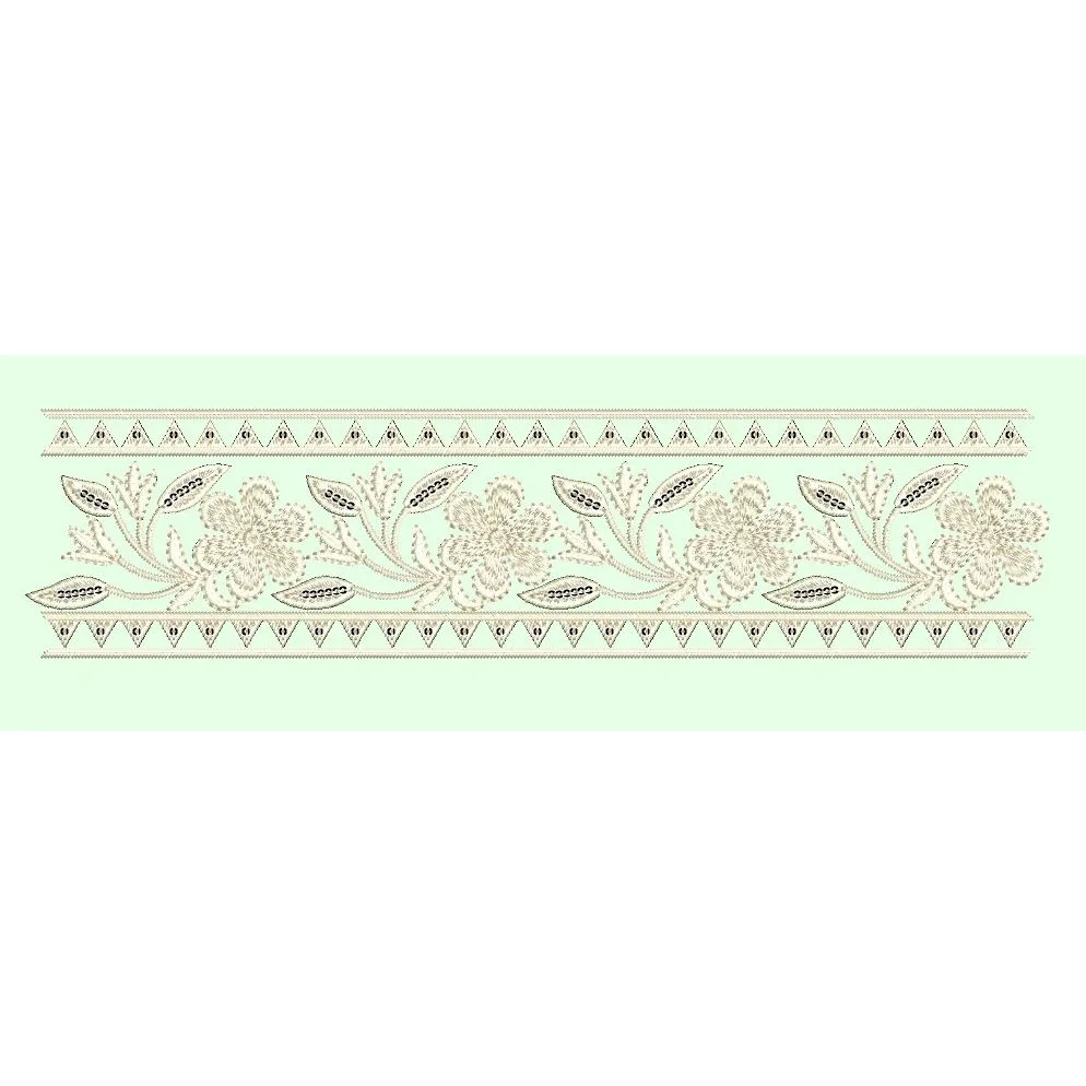 Triangular Geometric Floral Vine Border Embroidery Design