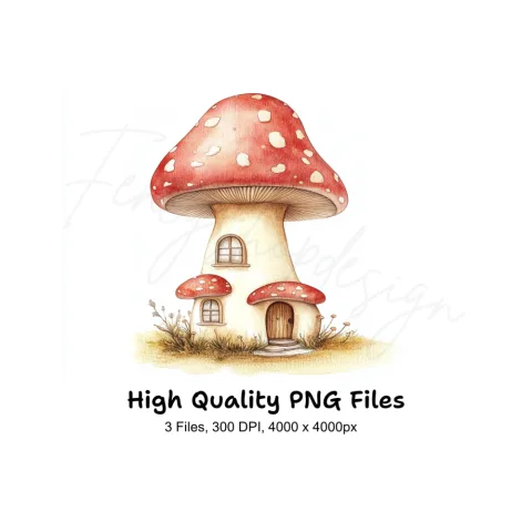 Mushroom Houses Clipart Bundle