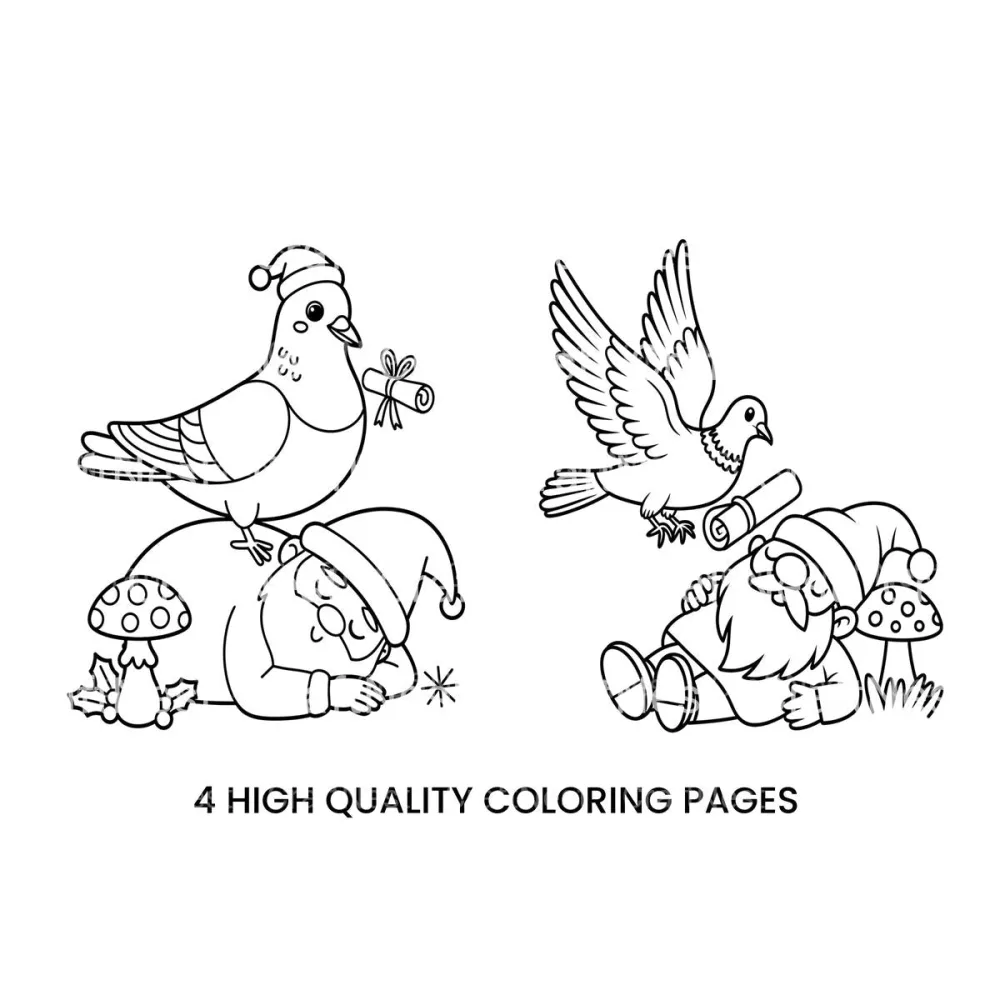 Sleeping Gnomes and Doves Coloring Books