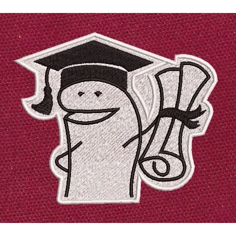 Grad Diploma White Outline Embroidery Design