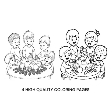 Kids Making Gingerbread House Coloring Books