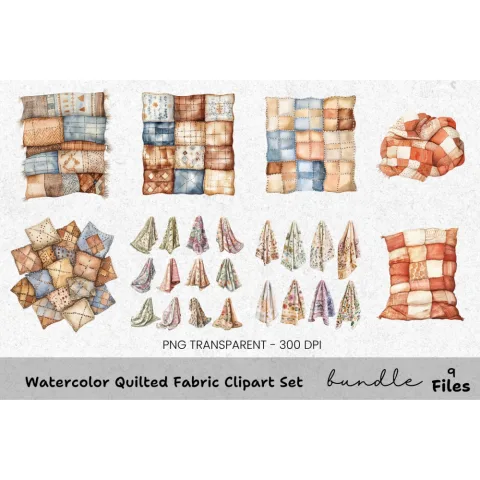 Quilted Fabric Clipart Bundle