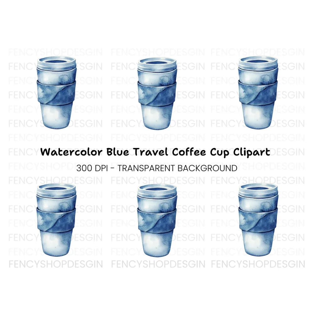 Blue Coffee Cup Clipart Bundle