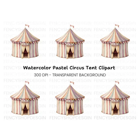 Pastel Circus Tent Clipart Bundle