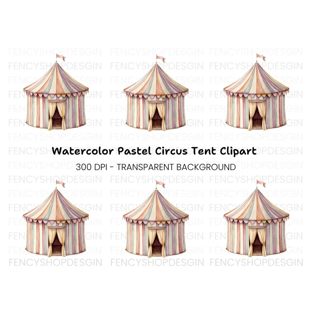Pastel Circus Tent Clipart Bundle