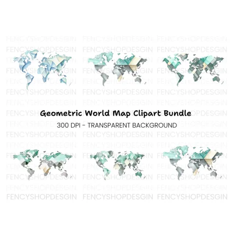 Geometric World Map Clipart Bundle